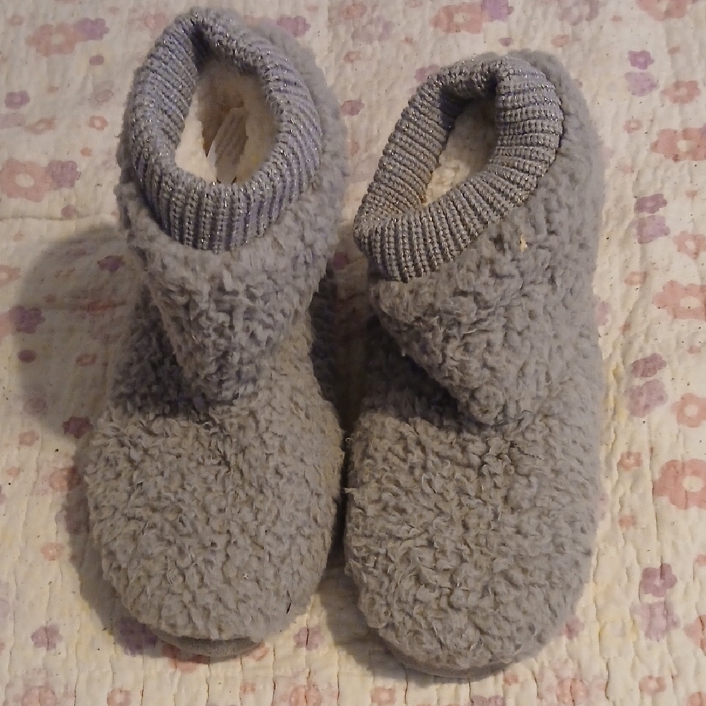 Cozy Gray Fuzzy Slipper Boots